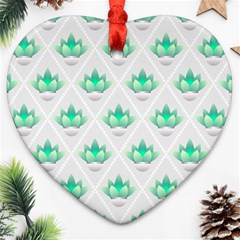 Plant Pattern Green Leaf Flora Heart Ornament (two Sides) by Pakrebo