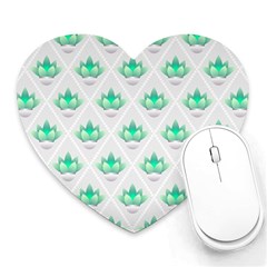 Plant Pattern Green Leaf Flora Heart Mousepads by Pakrebo