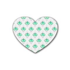 Plant Pattern Green Leaf Flora Heart Coaster (4 Pack)  by Pakrebo