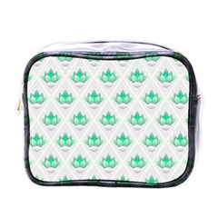 Plant Pattern Green Leaf Flora Mini Toiletries Bag (one Side)