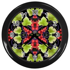 Pattern Berry Red Currant Plant Wall Clock (black) by Pakrebo