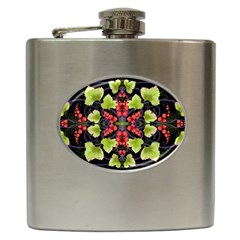 Pattern Berry Red Currant Plant Hip Flask (6 Oz) by Pakrebo