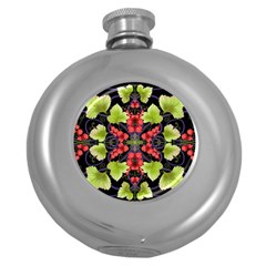 Pattern Berry Red Currant Plant Round Hip Flask (5 Oz) by Pakrebo