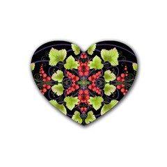 Pattern Berry Red Currant Plant Heart Coaster (4 Pack)  by Pakrebo