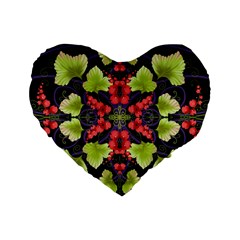 Pattern Berry Red Currant Plant Standard 16  Premium Flano Heart Shape Cushions by Pakrebo