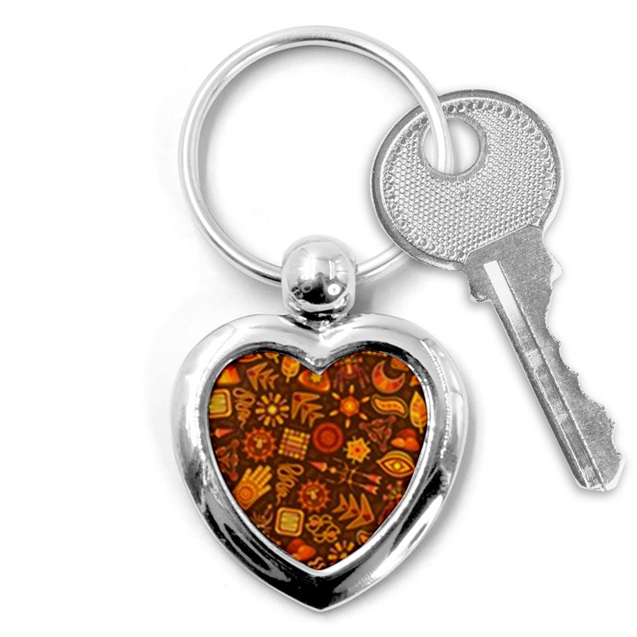 Pattern Background Ethnic Tribal Key Chains (Heart) 