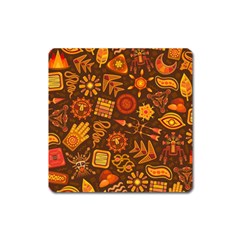 Pattern Background Ethnic Tribal Square Magnet by Pakrebo