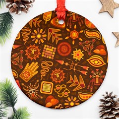 Pattern Background Ethnic Tribal Round Ornament (Two Sides)