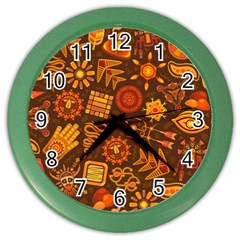 Pattern Background Ethnic Tribal Color Wall Clock