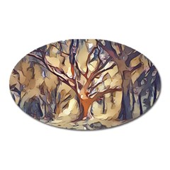 Tree Forest Woods Nature Landscape Oval Magnet by Pakrebo