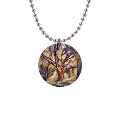 Tree Forest Woods Nature Landscape 1  Button Necklace by Pakrebo