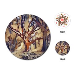 Tree Forest Woods Nature Landscape Playing Cards (round) by Pakrebo