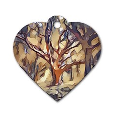 Tree Forest Woods Nature Landscape Dog Tag Heart (one Side) by Pakrebo