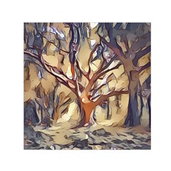 Tree Forest Woods Nature Landscape Small Satin Scarf (square) by Pakrebo