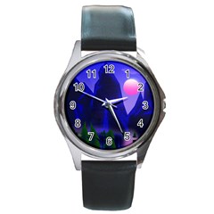 Mountains Dawn Landscape Sky Round Metal Watch