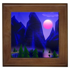 Mountains Dawn Landscape Sky Framed Tiles by Pakrebo