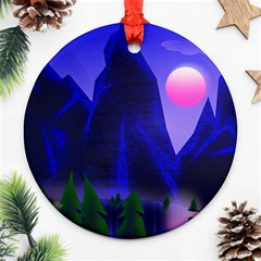 Mountains Dawn Landscape Sky Ornament (round) by Pakrebo