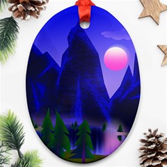 Mountains Dawn Landscape Sky Ornament (oval)