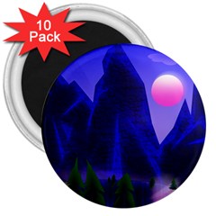 Mountains Dawn Landscape Sky 3  Magnets (10 Pack)  by Pakrebo