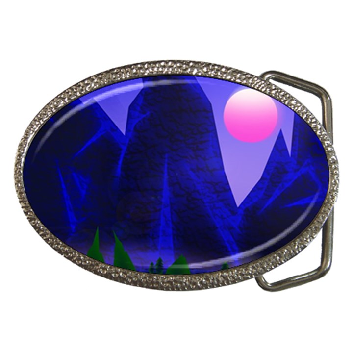 Mountains Dawn Landscape Sky Belt Buckles