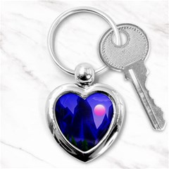 Mountains Dawn Landscape Sky Key Chains (heart)  by Pakrebo