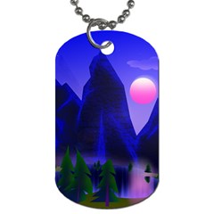 Mountains Dawn Landscape Sky Dog Tag (two Sides) by Pakrebo