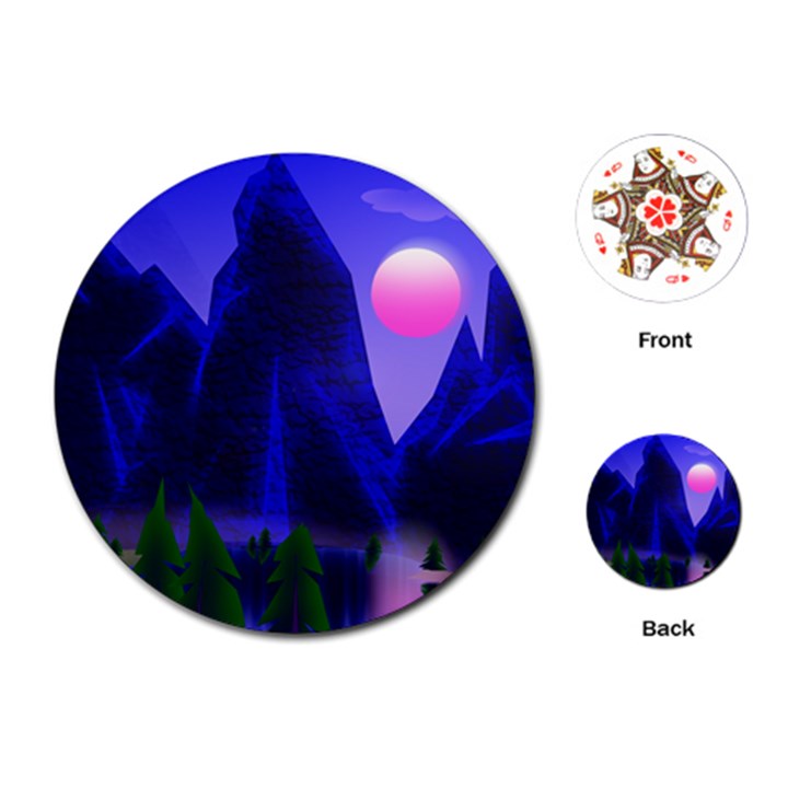 Mountains Dawn Landscape Sky Playing Cards (Round)