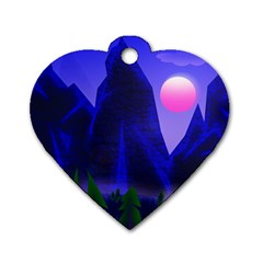 Mountains Dawn Landscape Sky Dog Tag Heart (two Sides) by Pakrebo