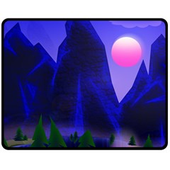 Mountains Dawn Landscape Sky Fleece Blanket (medium)  by Pakrebo