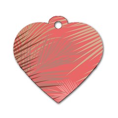 Palms Shadow On Living Coral Dog Tag Heart (two Sides) by LoolyElzayat