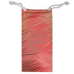 Palms Shadow On Living Coral Jewelry Bag by LoolyElzayat