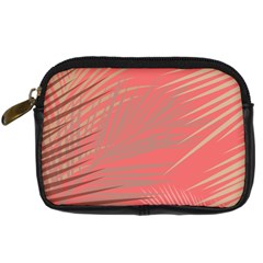 Palms Shadow On Living Coral Digital Camera Leather Case by LoolyElzayat