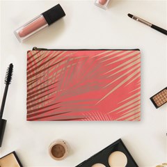 Palms Shadow On Living Coral Cosmetic Bag (medium) by LoolyElzayat