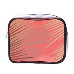 Palms Shadow On Living Coral Mini Toiletries Bag (one Side) by LoolyElzayat