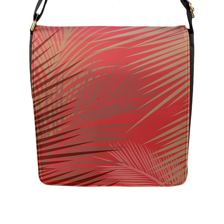 Palms Shadow On Living Coral Flap Closure Messenger Bag (L)