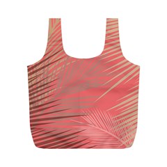 Palms Shadow On Living Coral Full Print Recycle Bag (m) by LoolyElzayat