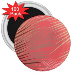 Palms Shadow On Living Coral 3  Magnets (100 Pack) by LoolyElzayat