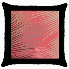 Palms Shadow On Living Coral Throw Pillow Case (black) by LoolyElzayat