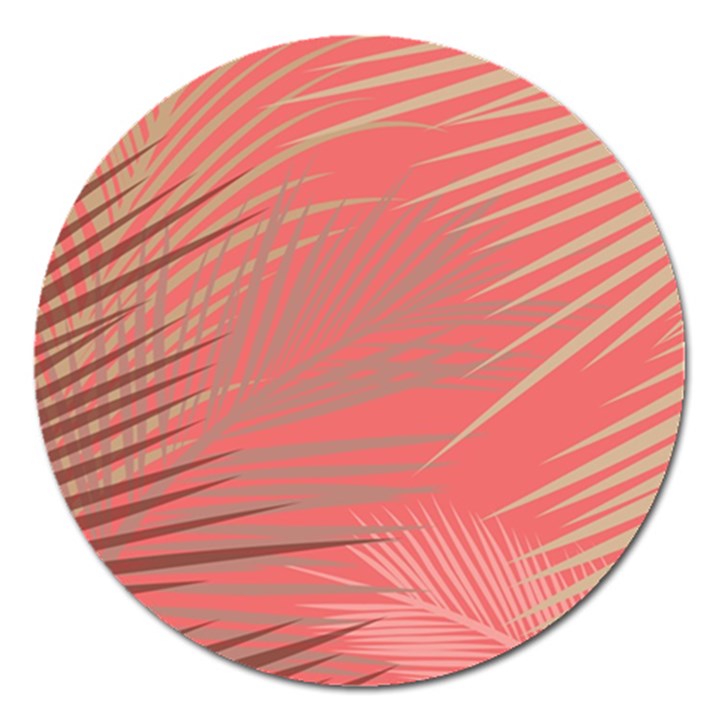 Palms Shadow On Living Coral Magnet 5  (Round)