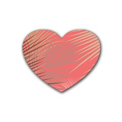 Palms Shadow On Living Coral Heart Coaster (4 Pack)  by LoolyElzayat