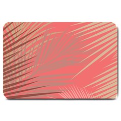 Palms Shadow On Living Coral Large Doormat  by LoolyElzayat