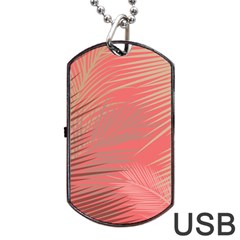 Palms Shadow On Living Coral Dog Tag Usb Flash (one Side) by LoolyElzayat