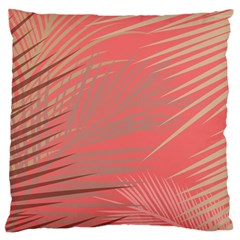 Palms Shadow On Living Coral Large Cushion Case (one Side) by LoolyElzayat