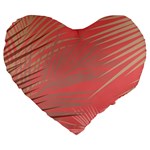 Palms Shadow On Living Coral Large 19  Premium Heart Shape Cushions Front