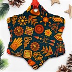 Pattern Background Ethnic Tribal Snowflake Ornament (Two Sides) Front