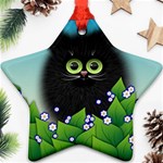 Kitten Black Furry Illustration Ornament (Star) Front