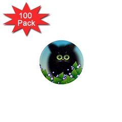 Kitten Black Furry Illustration 1  Mini Magnets (100 Pack)  by Pakrebo