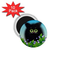 Kitten Black Furry Illustration 1 75  Magnets (10 Pack)  by Pakrebo