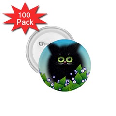 Kitten Black Furry Illustration 1 75  Buttons (100 Pack)  by Pakrebo