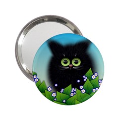 Kitten Black Furry Illustration 2 25  Handbag Mirrors by Pakrebo